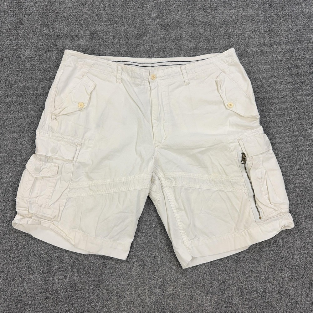 VTG Polo Ralph Lauren Cargo Shorts Mens 38 White Surplus Military Utility
